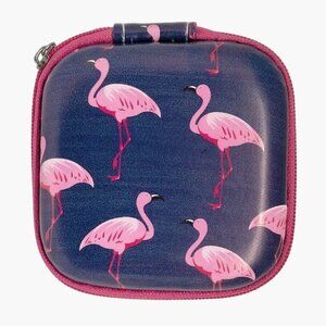 Pink flamingo Tech Case Zipper Mesh Pocket Earbuds Ear Phones